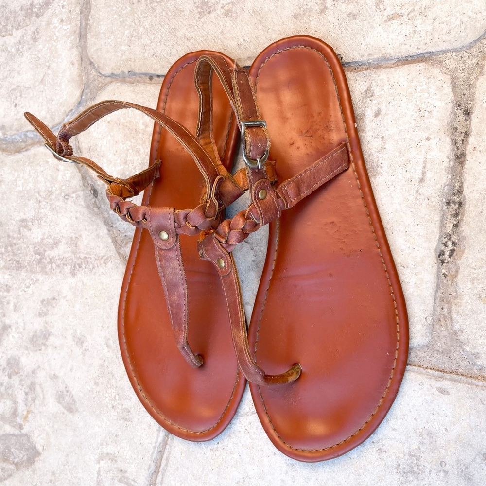 Cathy Jean Light Brown Braided Sandals